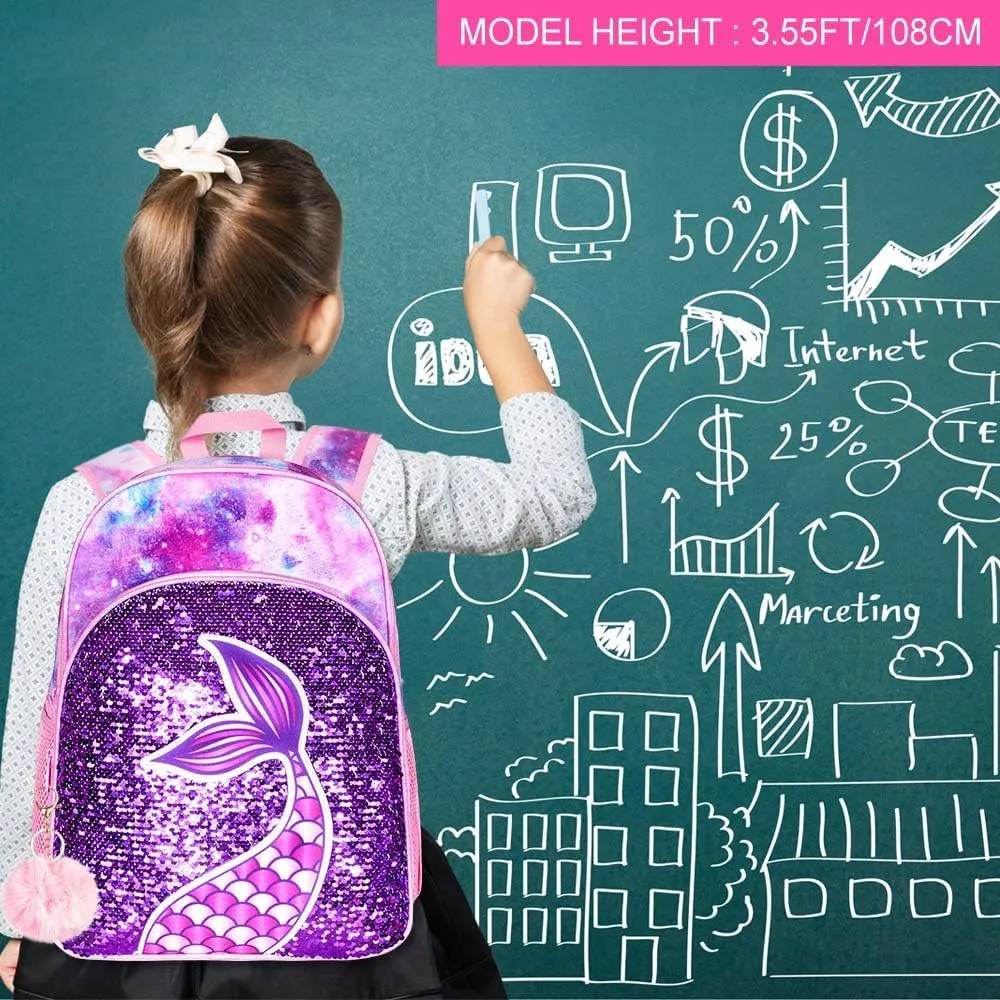 AGSDON 3PCS Backpacks for Kids, 16" Little Kid Preschool School Bookbag and Lunch Box - Unicorn/Mermaid/Flamingo/Dinosaur