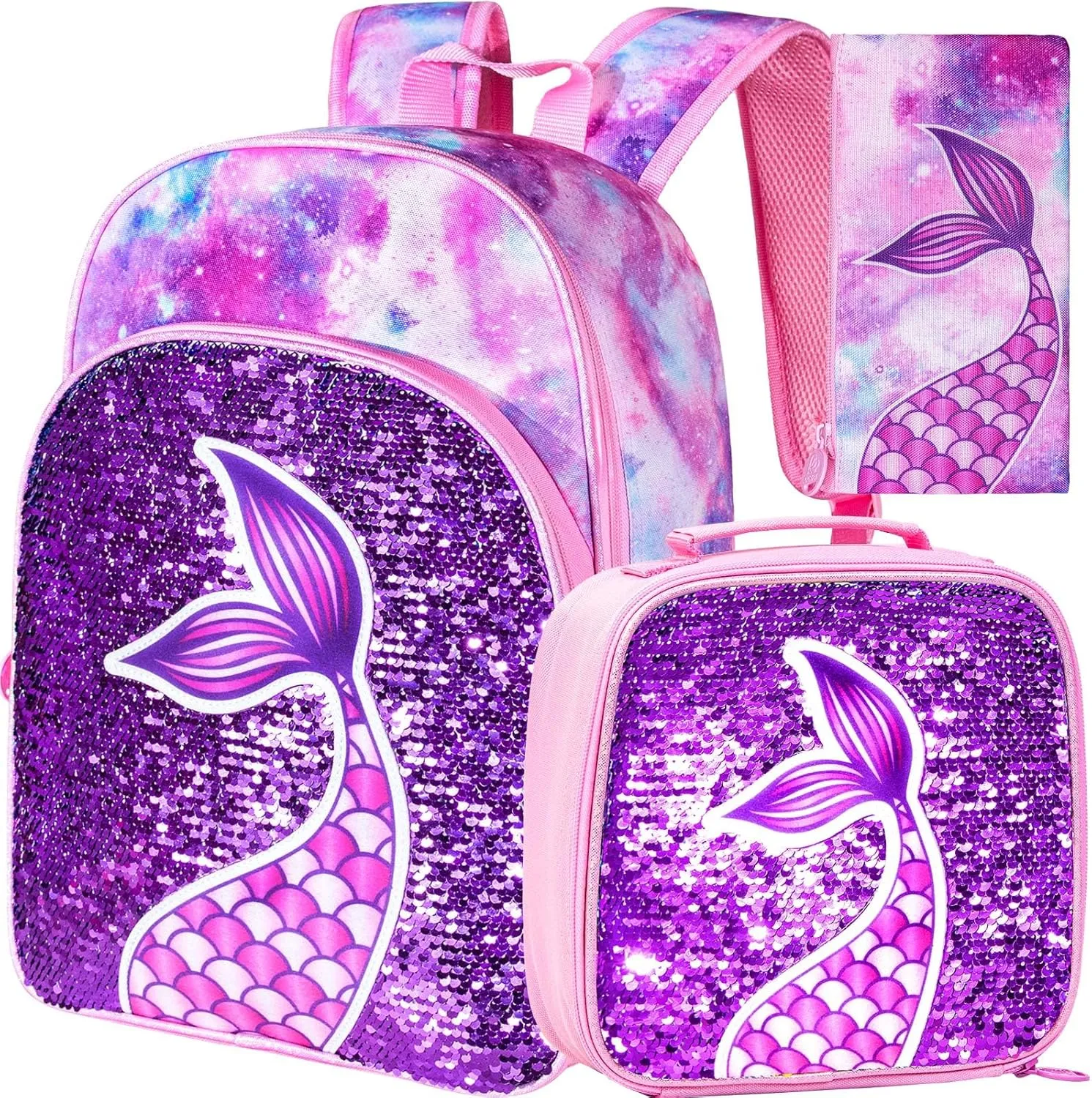 AGSDON 3PCS Backpacks for Kids, 16" Little Kid Preschool School Bookbag and Lunch Box - Unicorn/Mermaid/Flamingo/Dinosaur
