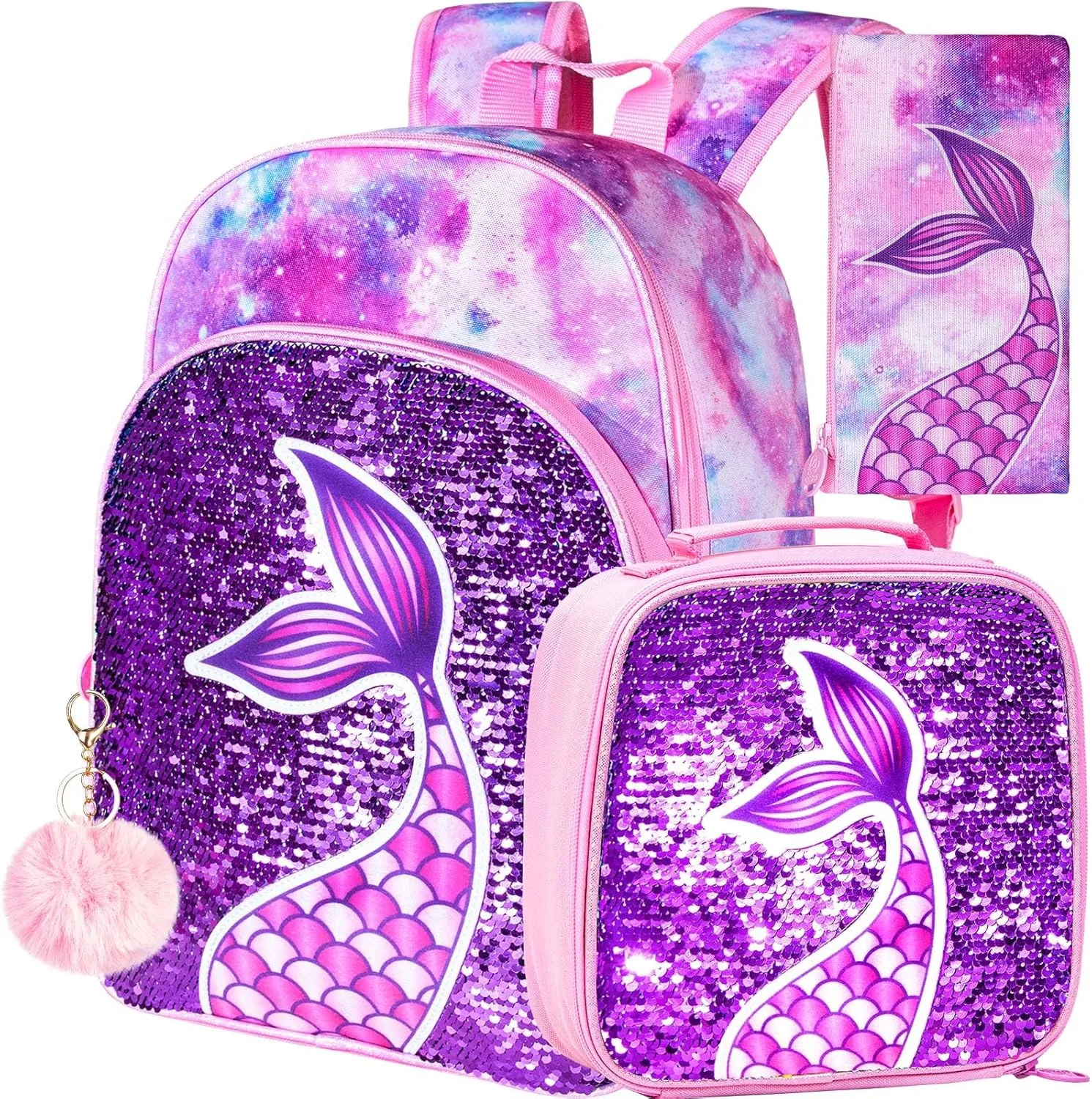 AGSDON 3PCS Backpacks for Kids, 16" Little Kid Preschool School Bookbag and Lunch Box - Unicorn/Mermaid/Flamingo/Dinosaur