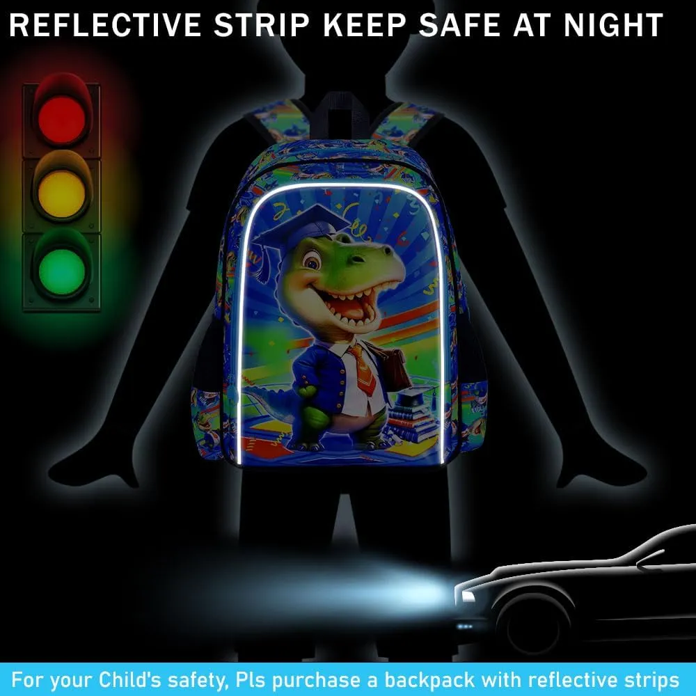 AGSDON 3PCS Dinosaur Backpack for Boys, Kids Bookbag Water Resistant School Bookbag for Elementary, Boy Backpacks with Lunch Box