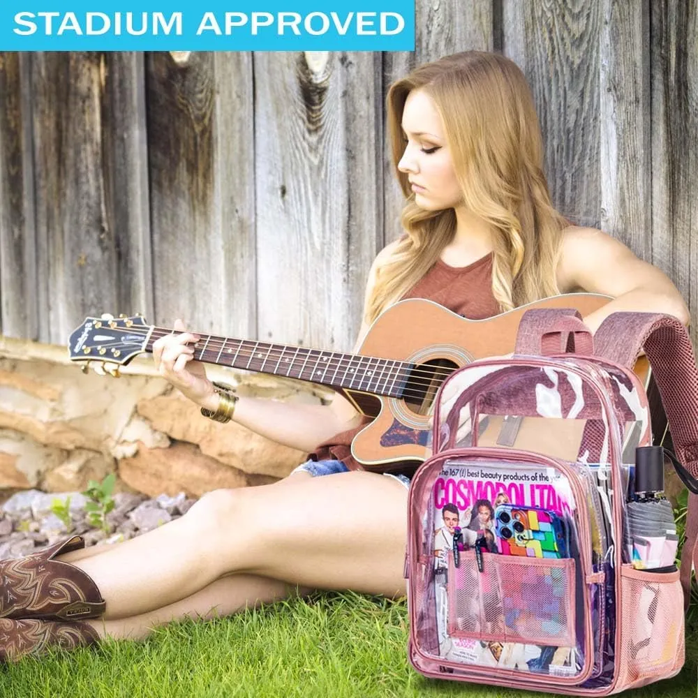 AGSDON Clear Backpack, Heavy Duty Transparent Bookbag, See Through PVC Backpacks for Women Men