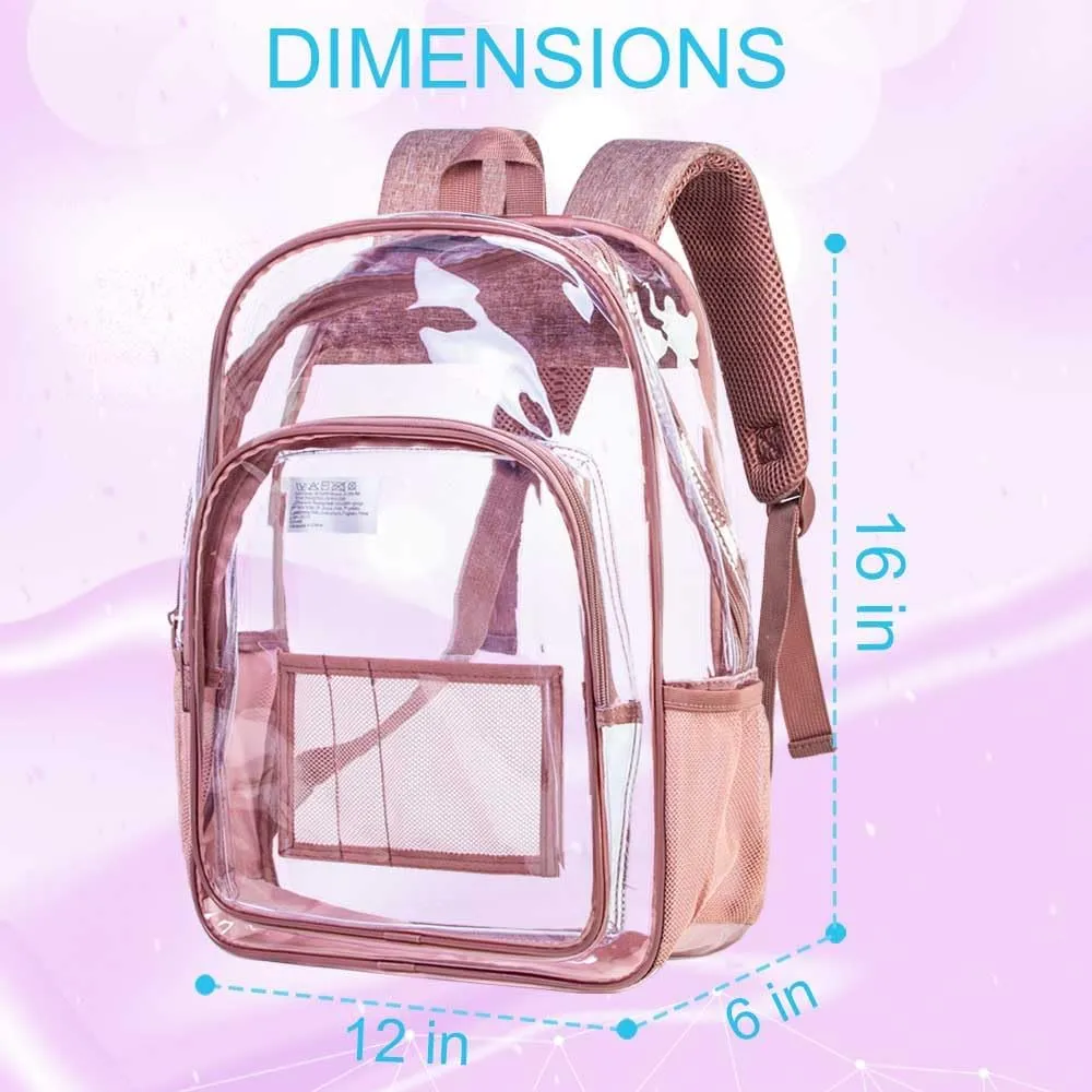 AGSDON Clear Backpack, Heavy Duty Transparent Bookbag, See Through PVC Backpacks for Women Men