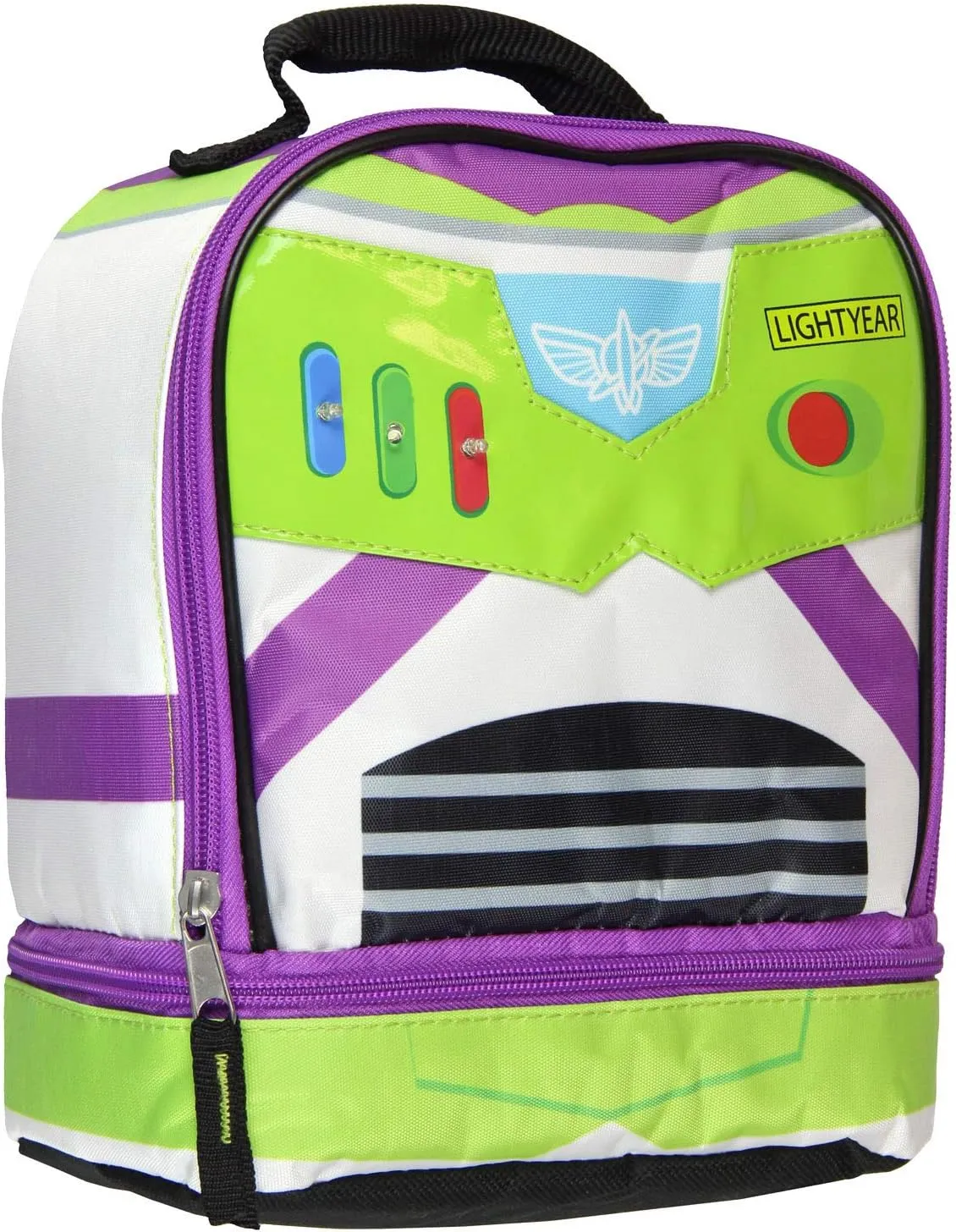 AI ACCESSORY INNOVATIONS Toy Story Buzz Lightyear Dual Compartment Insulated Light Up Lunch Bag Tote