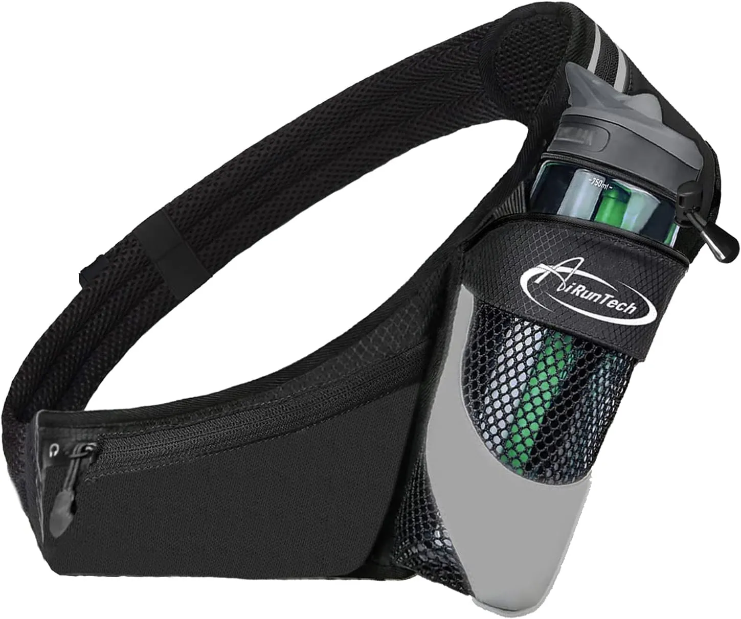 AiRunTech Fanny Pack with Water Bottle Holder for Running Walking Hiking No-Bounce Hydration Belts for Runner Athletes Fit All Waist Sizes & All Phone Models