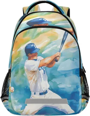 ALAZA Baseball Player Backpacks Travel Laptop Daypack School Book Bag for Men Women Teens Kids