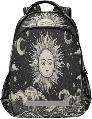 ALAZA Black Wave Sun Moon Mysterious Backpacks Travel Laptop Daypack School Book Bag for Men Women Teens Kids