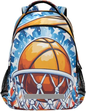 ALAZA Cartoon Basketball Hoop Star Backpacks Travel Laptop Daypack School Book Bag for Men Women Teens Kids