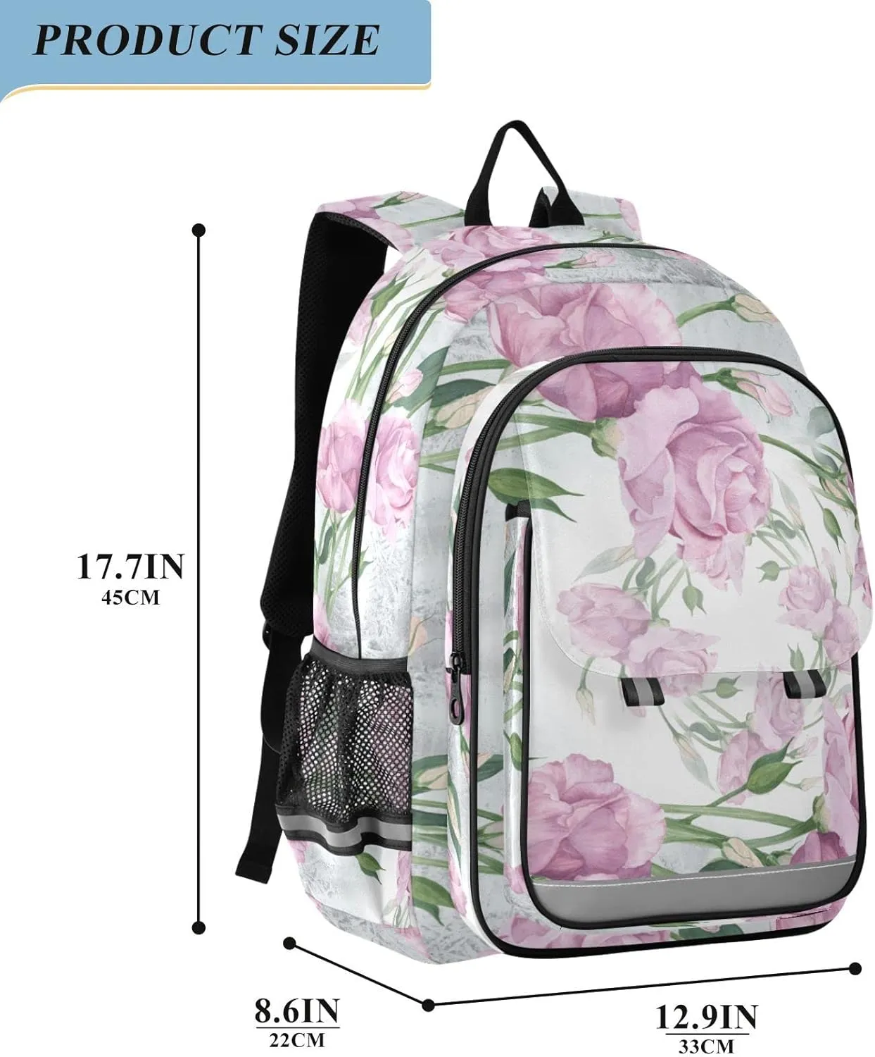 ALAZA Collage Of Flowers Leaves Buds Watercolor Backpacks Reflective Safety Backpack
