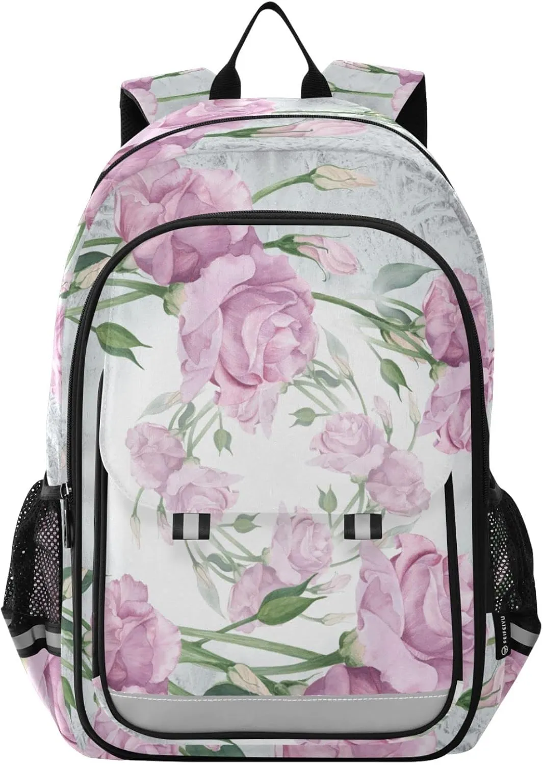 ALAZA Collage Of Flowers Leaves Buds Watercolor Backpacks Reflective Safety Backpack