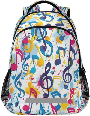 ALAZA Colorful Music Notes Dancing with Fate Repeating Background Image Backpacks Travel Laptop Daypack School Book Bag for Men Women Teens Kids