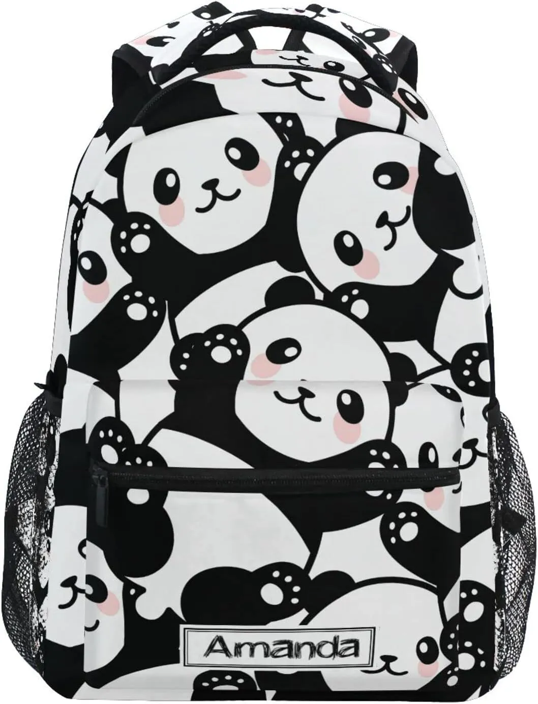 ALAZA Custom Panda Backpack for Girls Personalized Your Name Text Bookbag School Backpacks for 3rd 4th 5th Grade Kids Book Bags Travel Laptop Daypack Shoulder Bag
