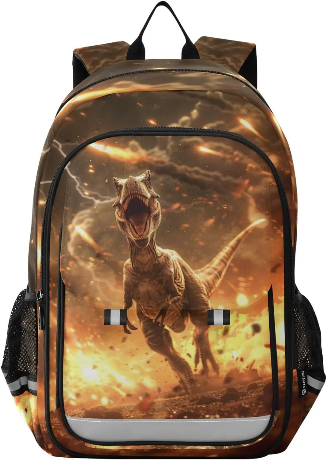 ALAZA Dinosaur Roaring Meteorites Falling Lightning School Backpacks Travel Laptop Bag Kids Bookbag for Girls Boys Teens Women Men