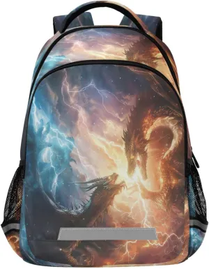ALAZA Fire Water Dragon Battle Backpacks Travel Laptop Daypack School Book Bag for Men Women Teens Kids