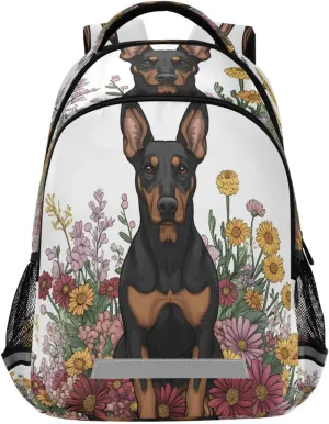 ALAZA German Shepherd Flower Backpacks Travel Laptop Daypack School Book Bag for Men Women Teens Kids