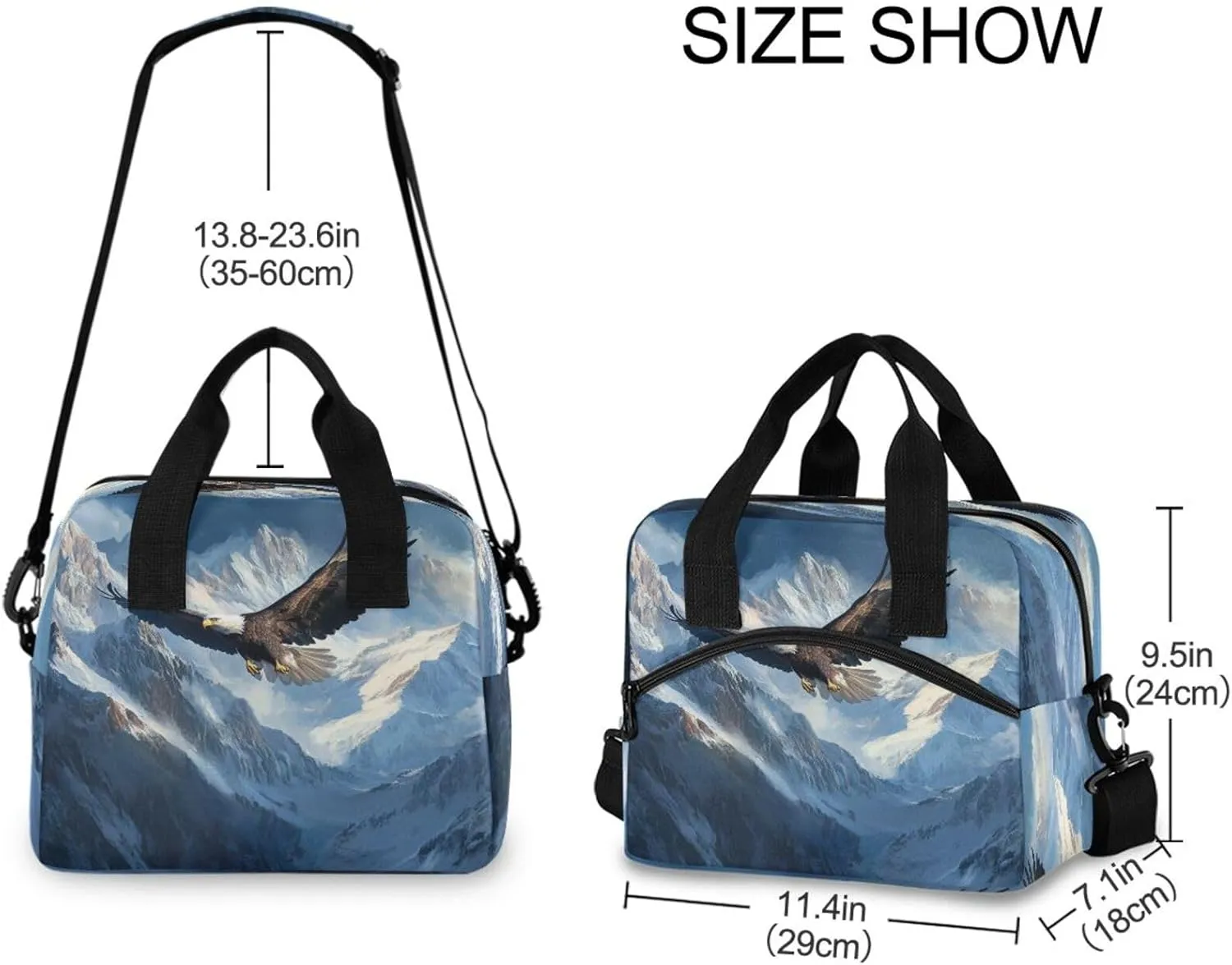 ALAZA Independence Day Eagles with Hat Reusable Lunch Bag Insulated Cooler Tote Bag