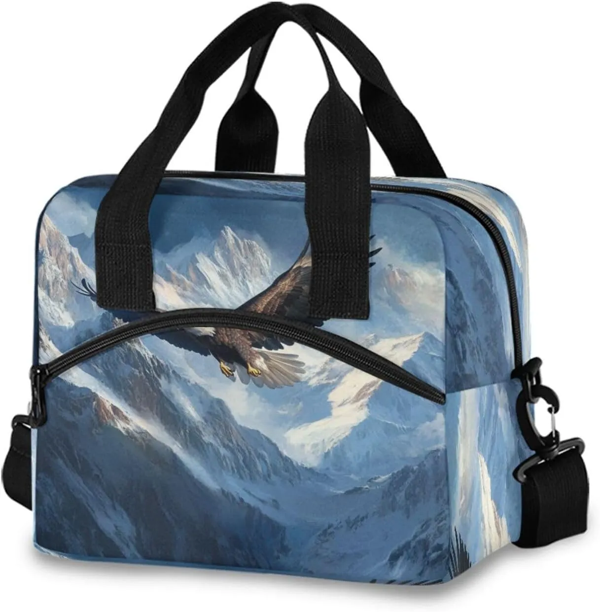 ALAZA Independence Day Eagles with Hat Reusable Lunch Bag Insulated Cooler Tote Bag
