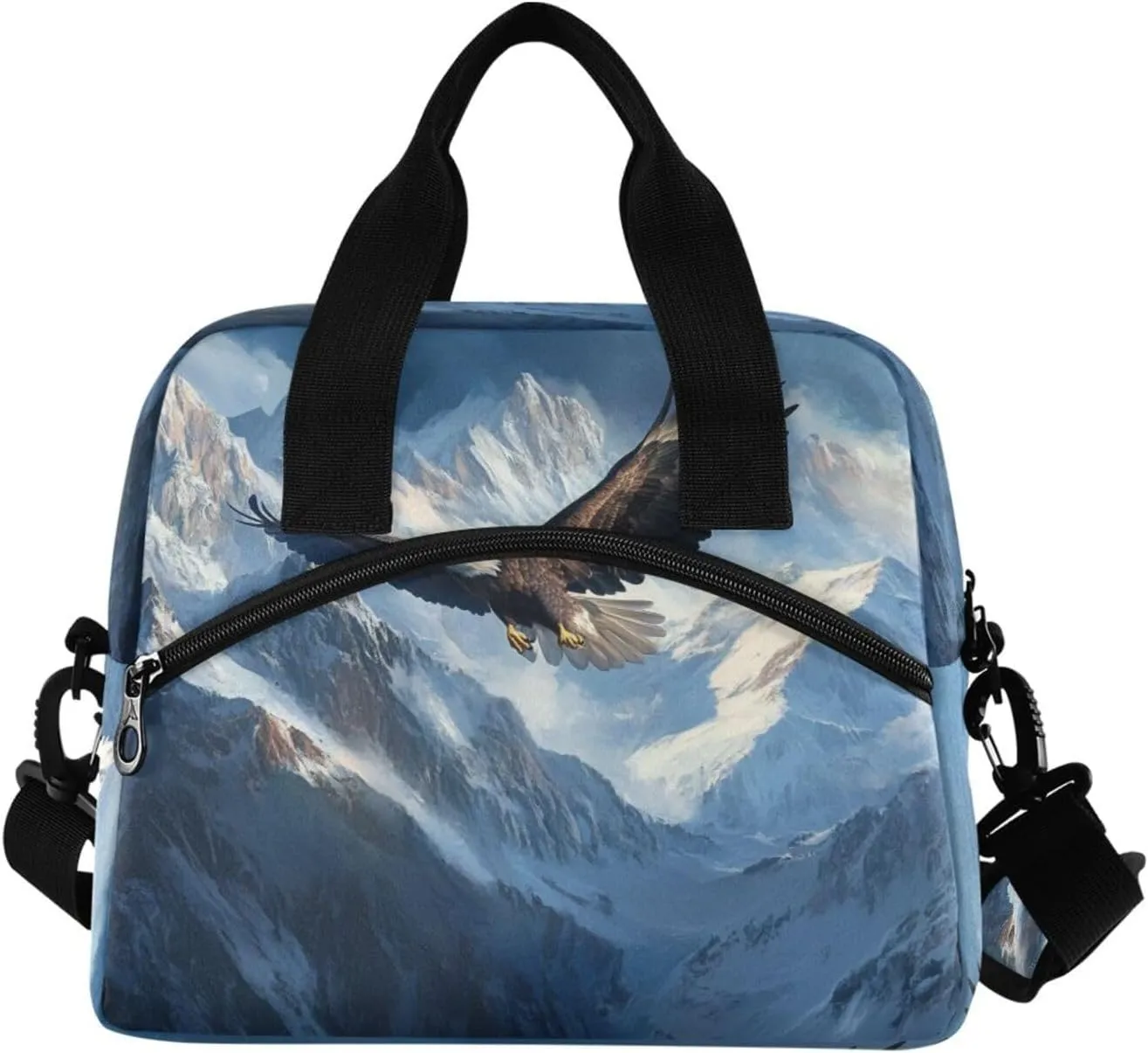 ALAZA Independence Day Eagles with Hat Reusable Lunch Bag Insulated Cooler Tote Bag