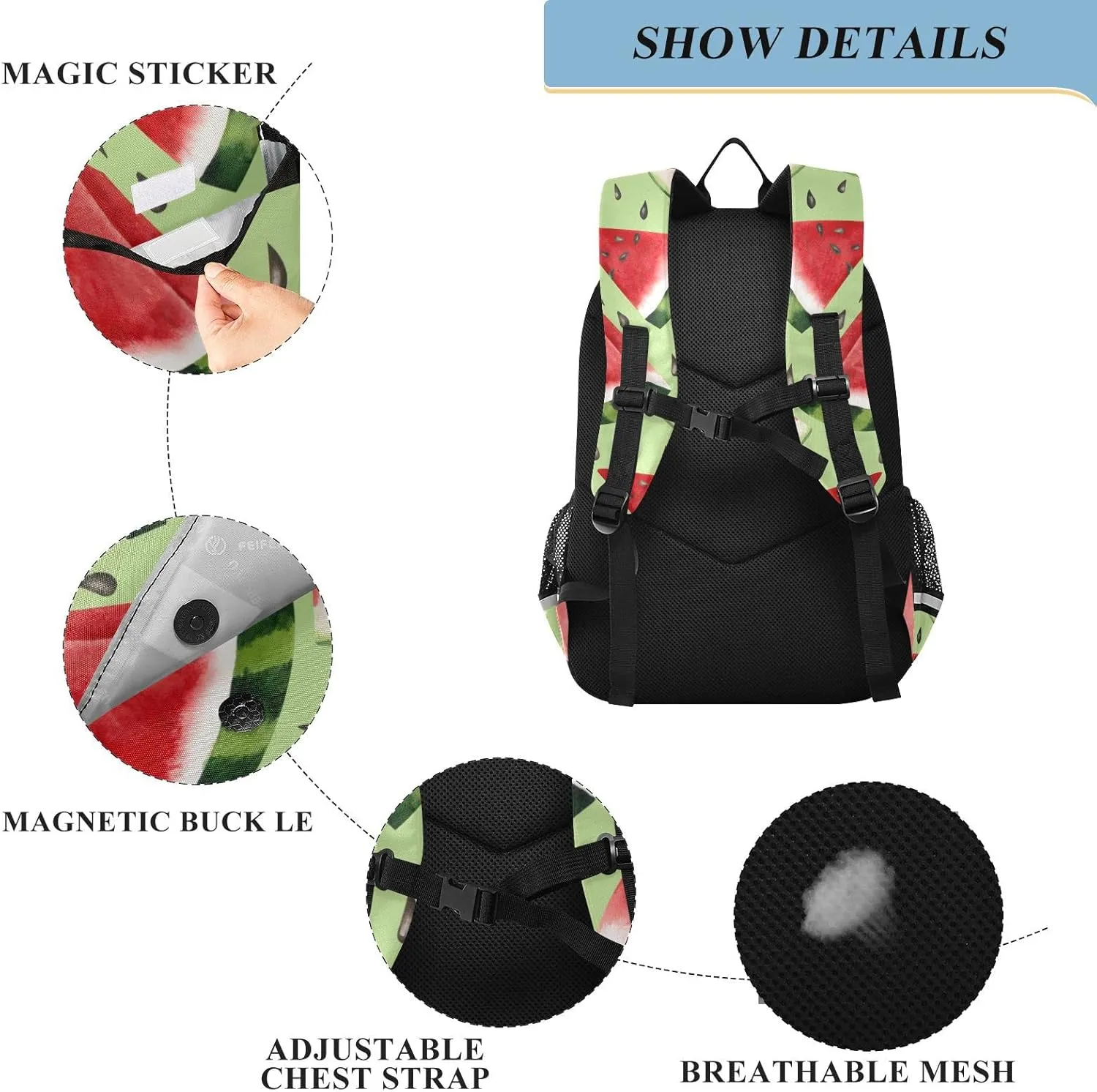 ALAZA Juicy Watermelon Watercolor Backpacks Reflective Safety Backpack
