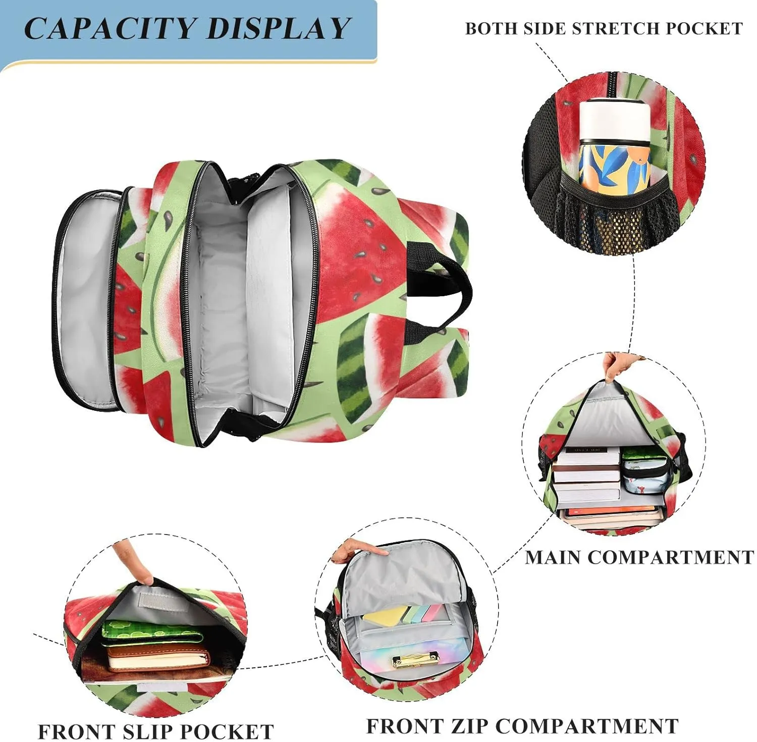 ALAZA Juicy Watermelon Watercolor Backpacks Reflective Safety Backpack