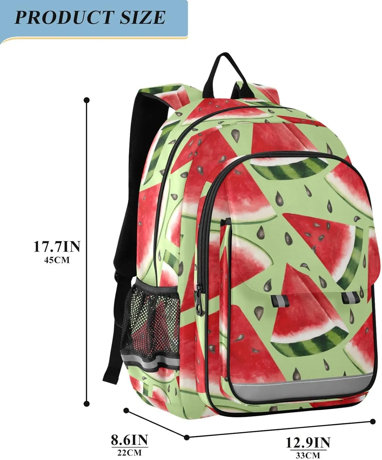 ALAZA Juicy Watermelon Watercolor Backpacks Reflective Safety Backpack