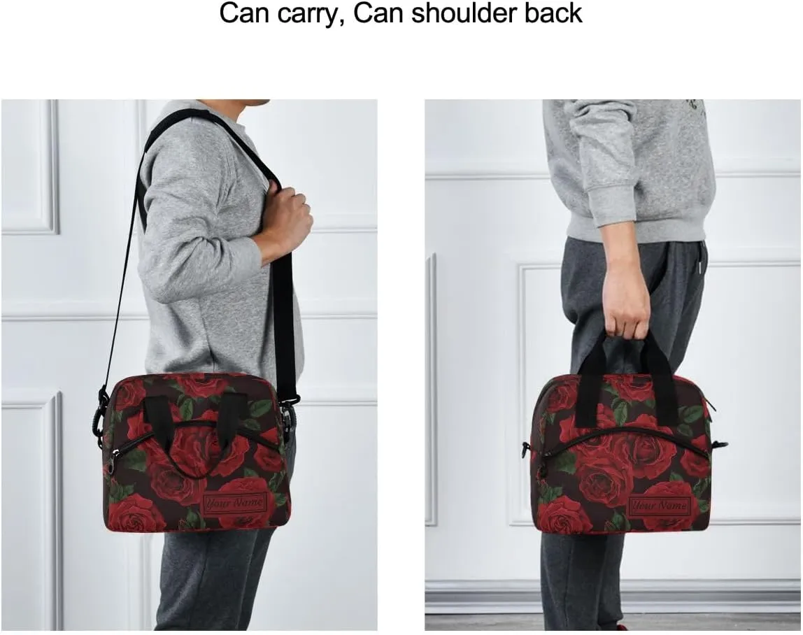 ALAZA Lunch Bag Cooler Tote Bag Insulated large Dazzling Red Rose School Work Portable Adjustable Shoulder Strap