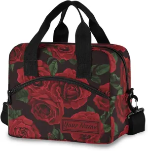 ALAZA Lunch Bag Cooler Tote Bag Insulated large Dazzling Red Rose School Work Portable Adjustable Shoulder Strap