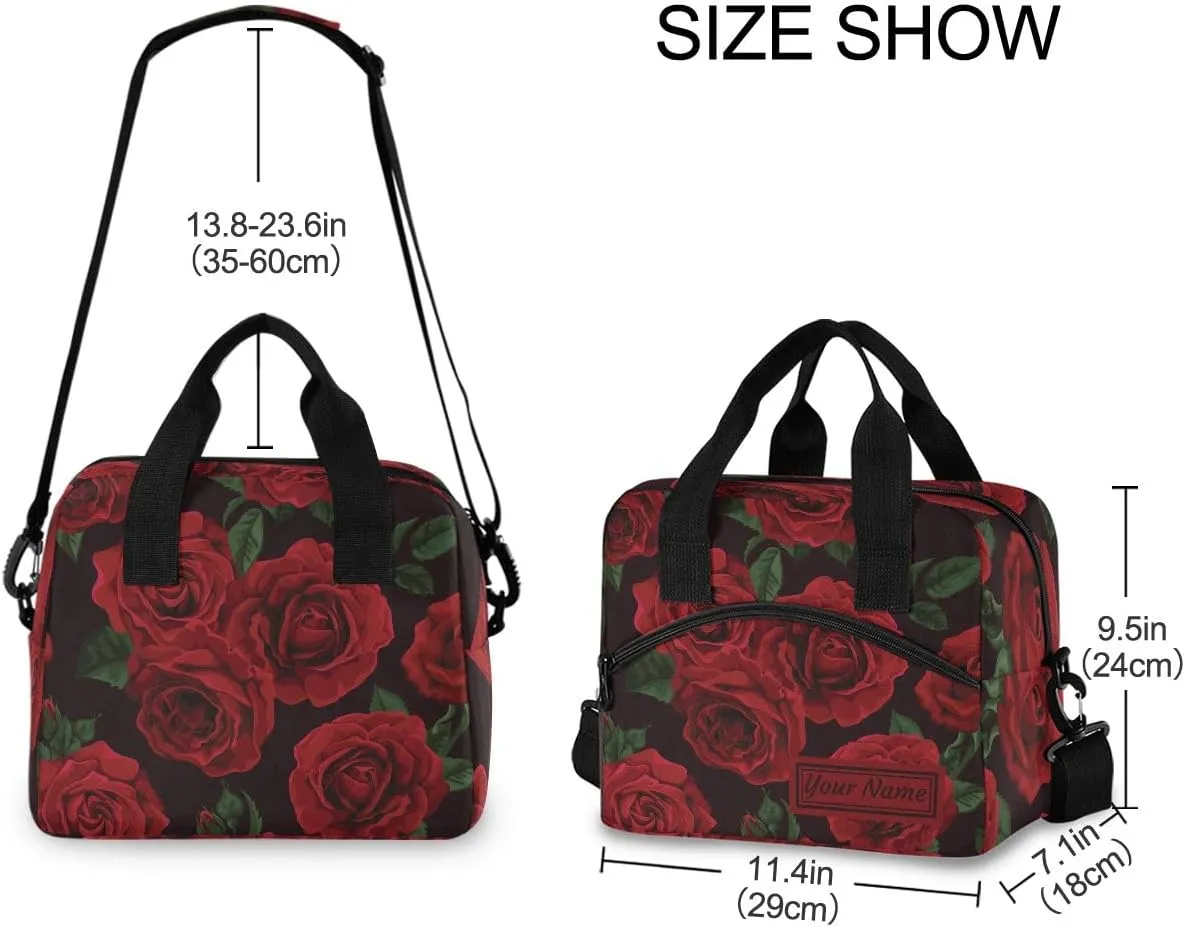 ALAZA Lunch Bag Cooler Tote Bag Insulated large Dazzling Red Rose School Work Portable Adjustable Shoulder Strap