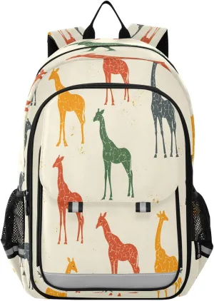 ALAZA Multicolor Giraffe Pattern School Backpacks Travel Laptop Bag Kids Bookbag for Girls Boys Teens Women Men