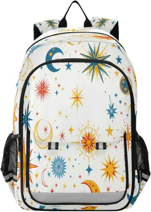 ALAZA Mystical Stars and Moons School Backpacks Travel Laptop Bag Kids Bookbag for Girls Boys Teens Women Men