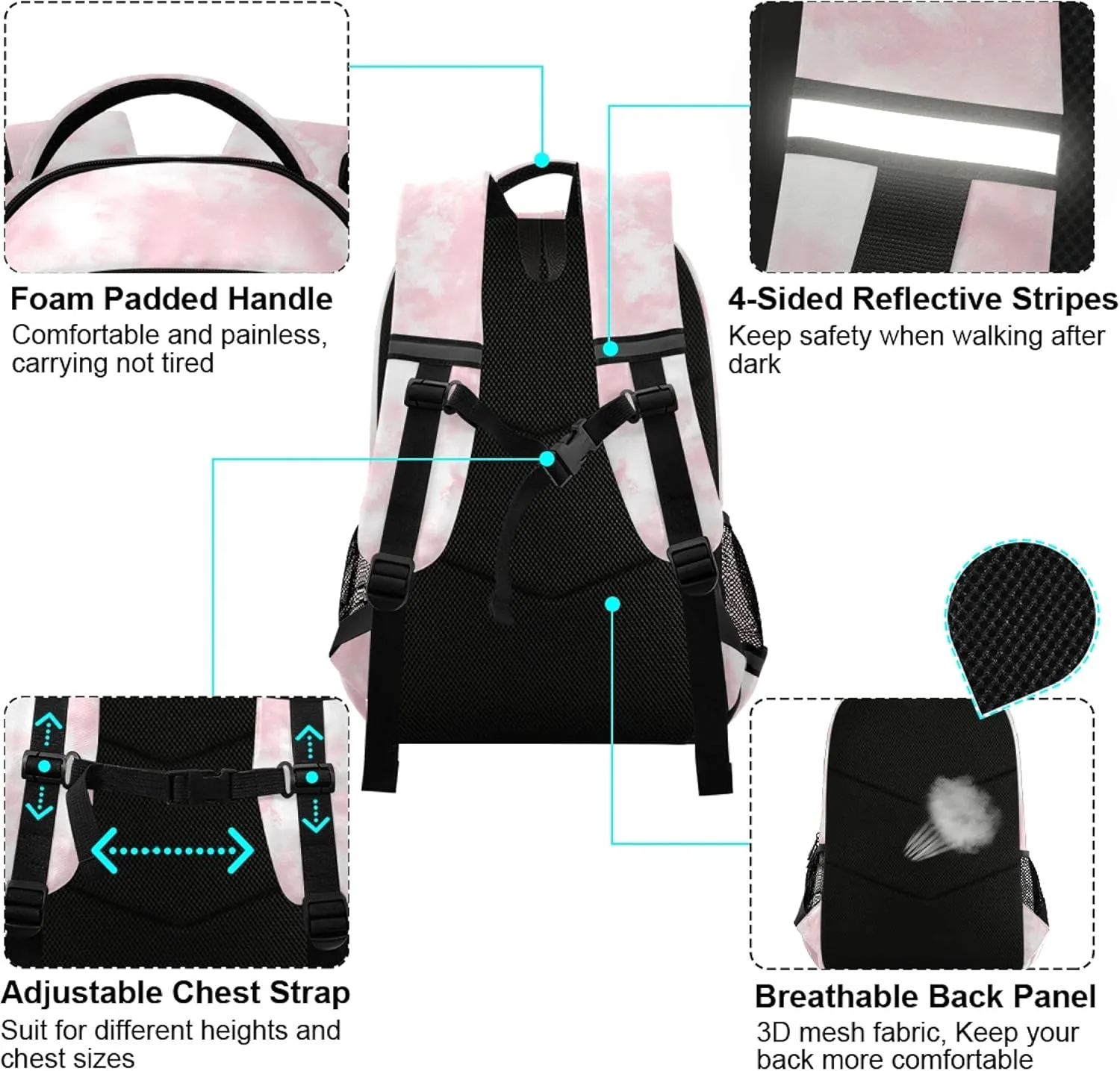 ALAZA Pink Rose Gold Marble Tie Dye Swirl Backpack Purse for Women Men Personalized Laptop Notebook Tablet School Bag Stylish Casual Daypack, 13 14 15.6 inch