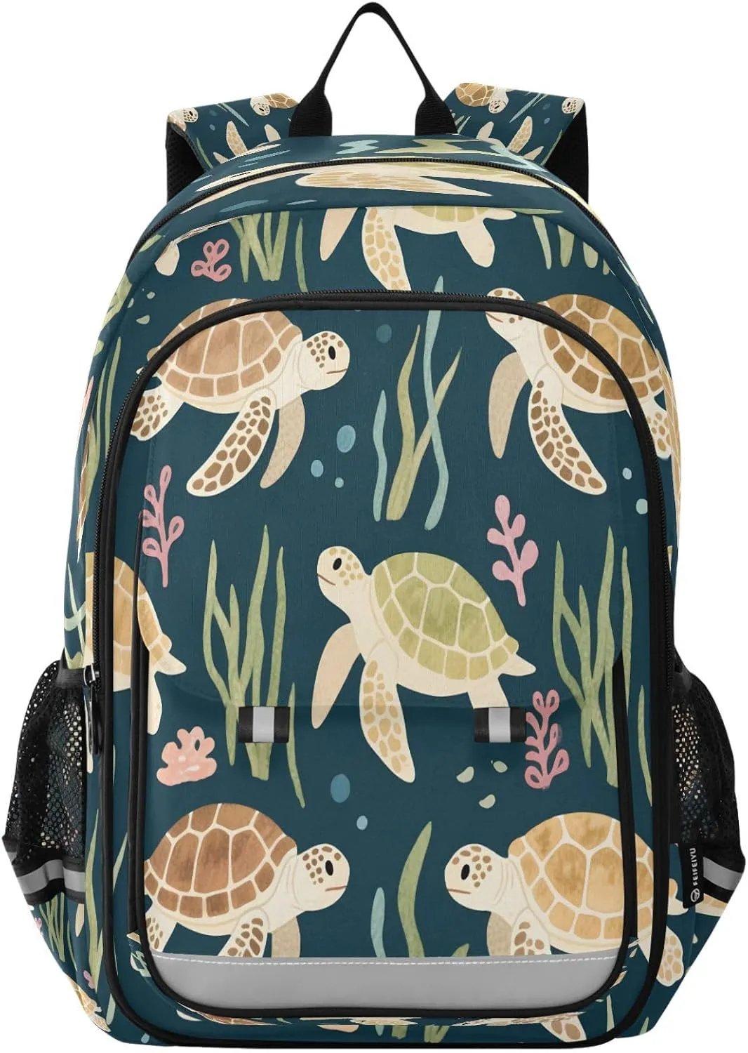 ALAZA Sea Turtle Seaweed Pattern School Backpacks Travel Laptop Bag Kids Bookbag for Girls Boys Teens Women Men