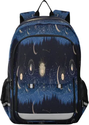 ALAZA Sun Moon Forest Starrysky School Backpacks Travel Laptop Bag Kids Bookbag for Girls Boys Teens Women Men