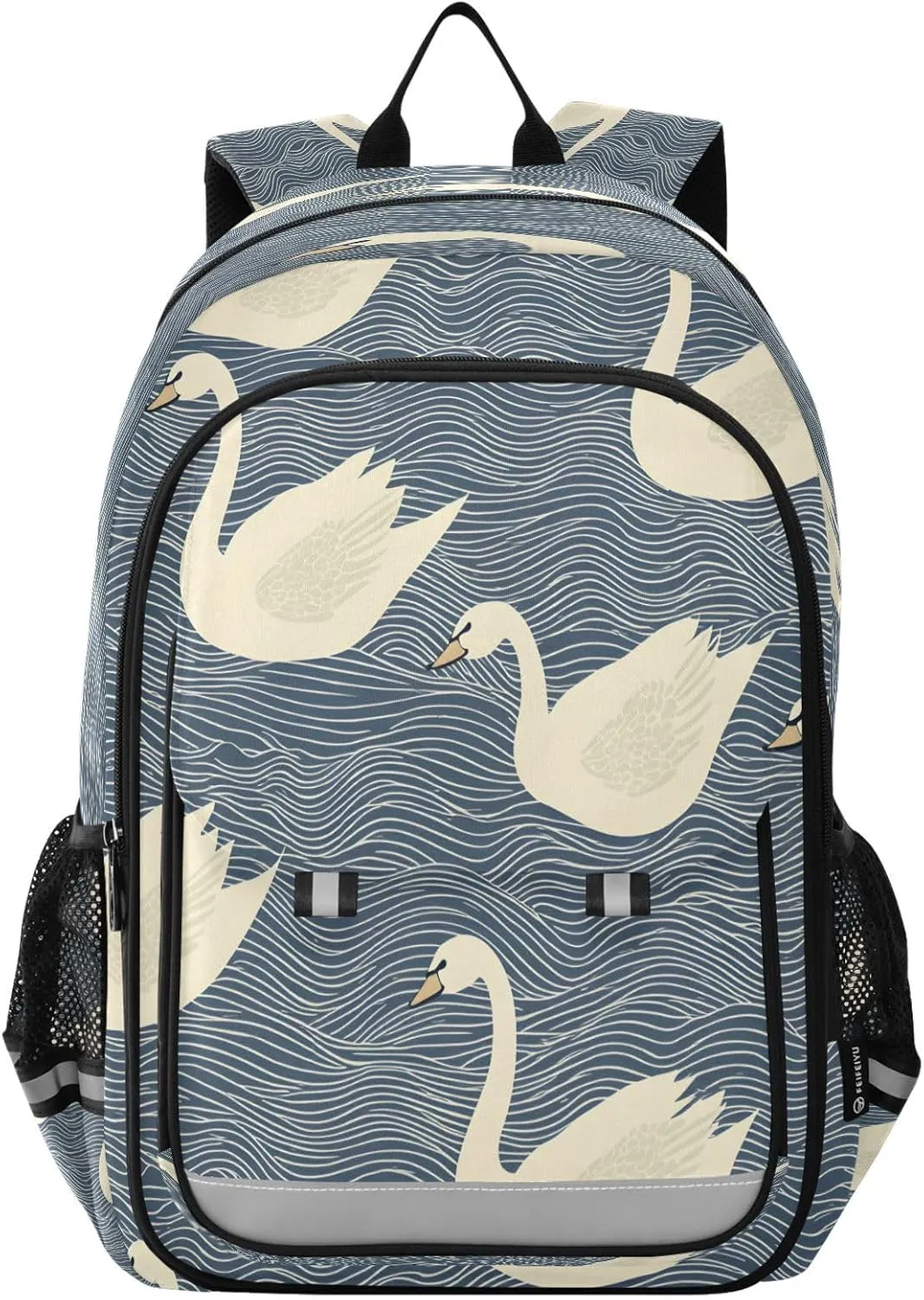ALAZA Swan Wave Pattern School Backpacks Travel Laptop Bag Kids Bookbag for Girls Boys Teens Women Men
