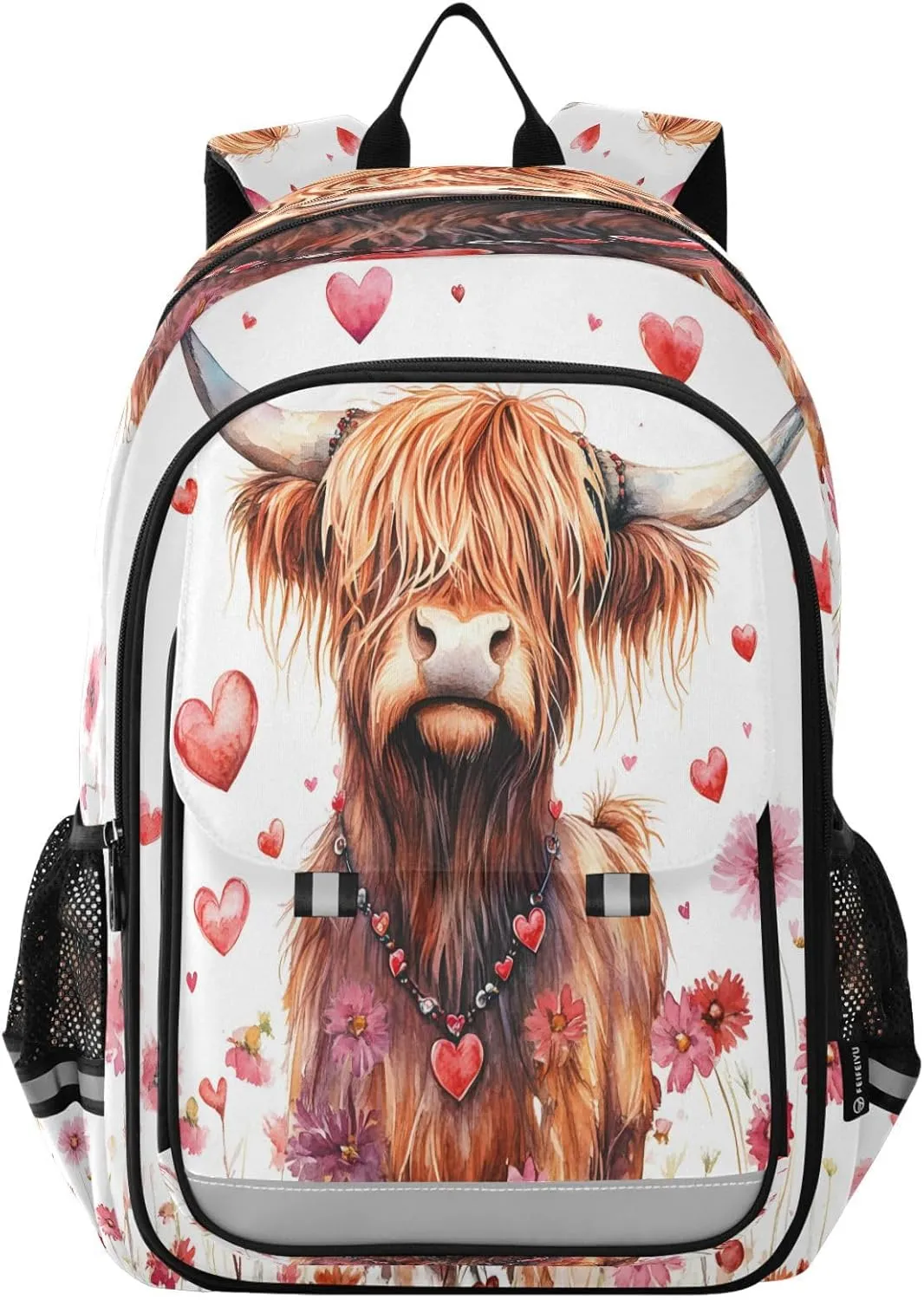 ALAZA Watercolor Highland Cow School Backpacks Travel Laptop Bag Kids Bookbag for Girls Boys Teens Women Men