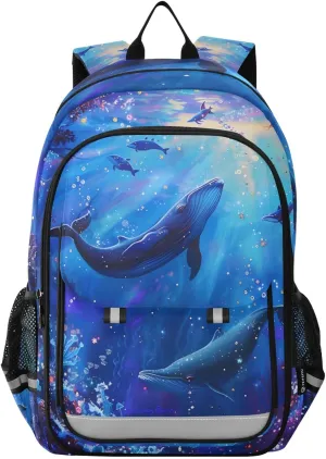 ALAZA Whale Galaxy Blue Ocean Laptop Backpack Purse for Women BookBags 17 inch School Bags Men Boys Girls Travel Casual Daypack