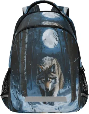 ALAZA Wolf Moon Forest Backpacks Travel Laptop Daypack School Book Bag for Men Women Teens Kids