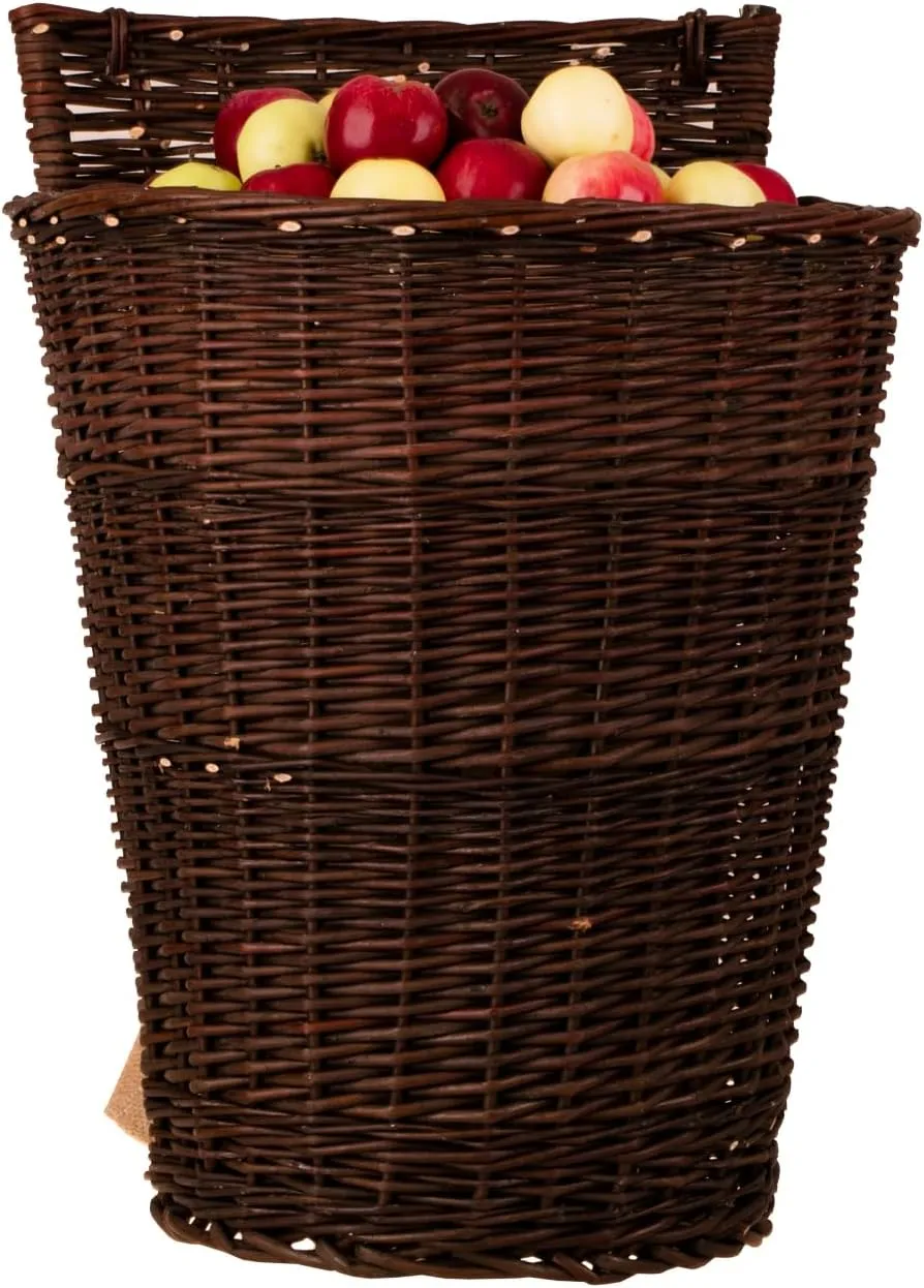 Alles aus Weide Fruit and Vegetable Collection Bag Wicker Hood Backpack with Shoulder Straps (Brown)