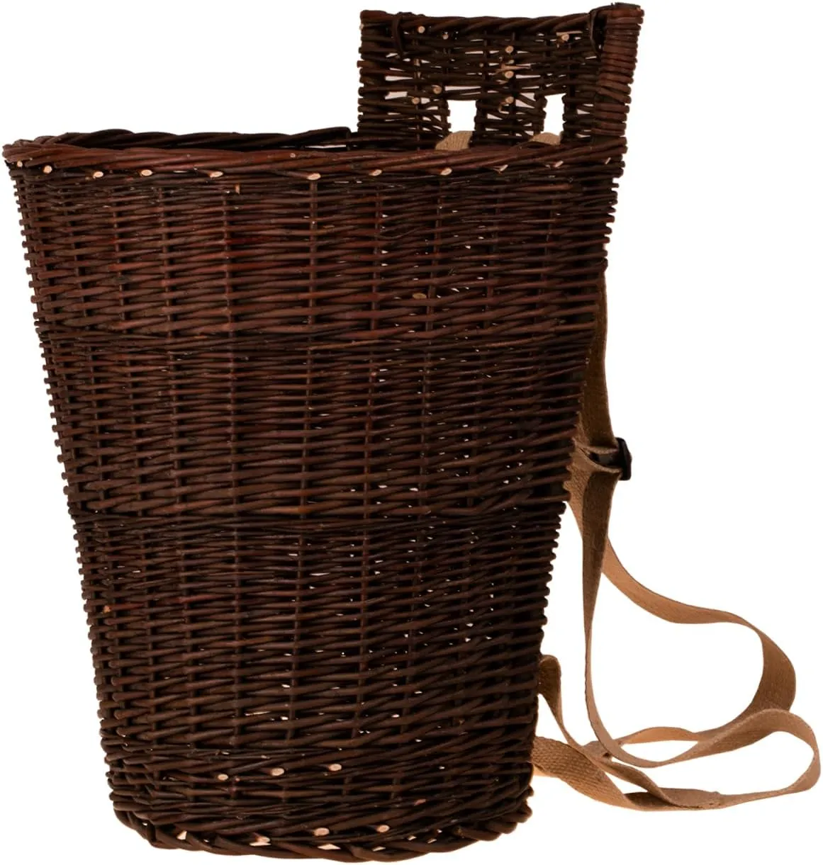 Alles aus Weide Fruit and Vegetable Collection Bag Wicker Hood Backpack with Shoulder Straps (Brown)