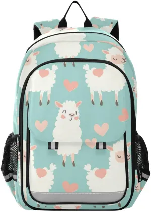 Alpaca Cartoon Style Print Backpack for Boys Middle-School Elementary Bookbags 20325537