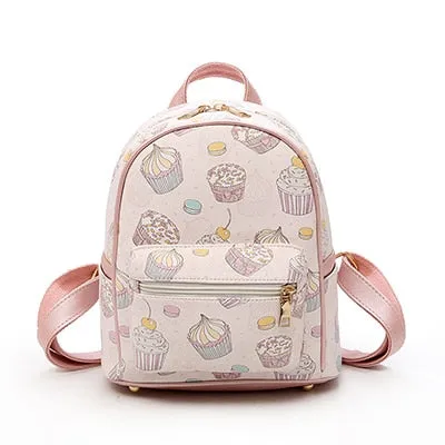 AlphaGal  2019 Women PU Leather Lovely Printing feminine Backpack Female Small Backpacks For Teenage Girls Rucksack Sac a dos