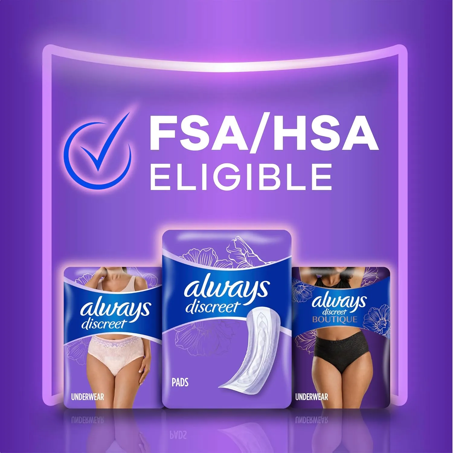 Always Discreet Adult Incontinence Pads for Women, Heavy Absorbency, Long Length, Postpartum Pads, 156 CT