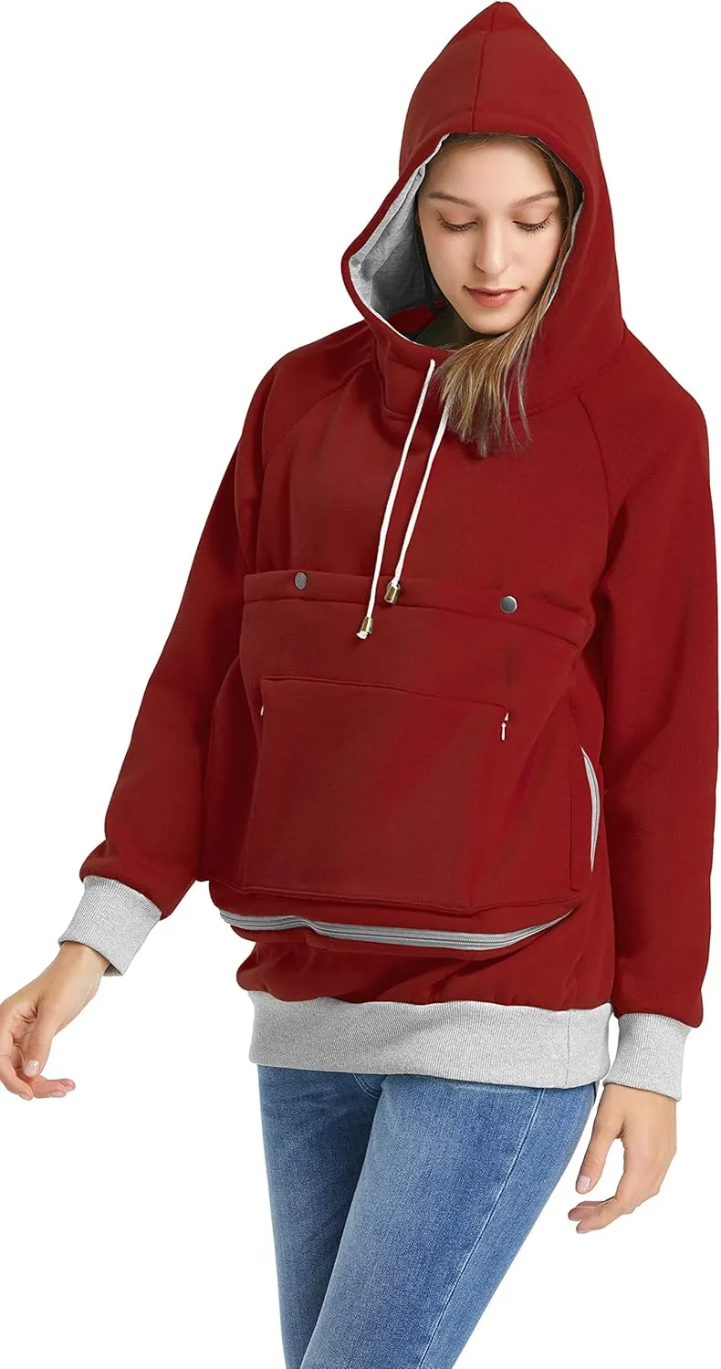 ALYC Cat Dog Carrier Hoodie Large Pet Pouch Sweatshirt Puppy Kitten Holder Pullover Top Kangaroo Hoodies for Women