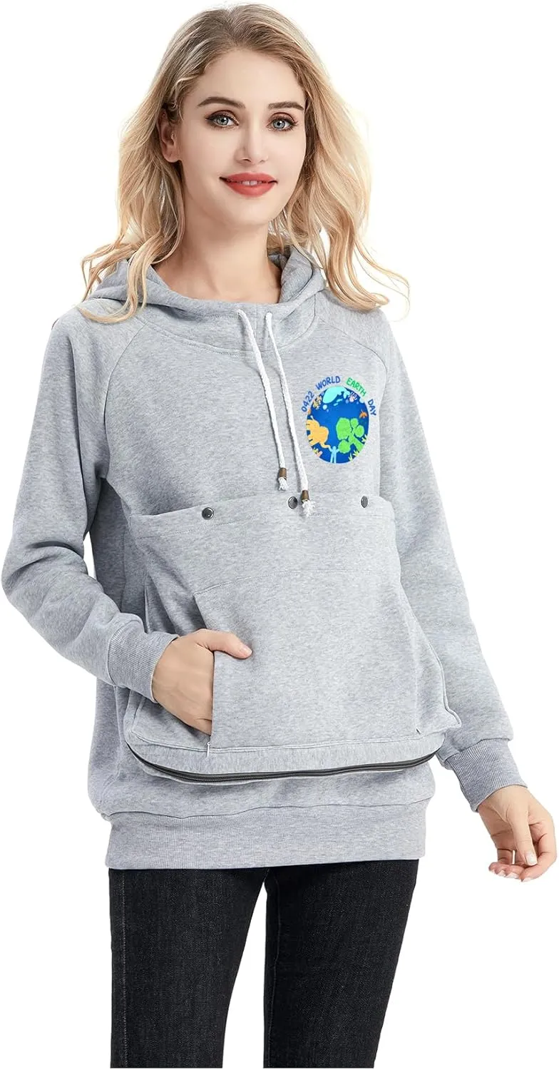 ALYC Cat Dog Carrier Hoodie Large Pet Pouch Sweatshirt Puppy Kitten Holder Pullover Top Kangaroo Hoodies for Women