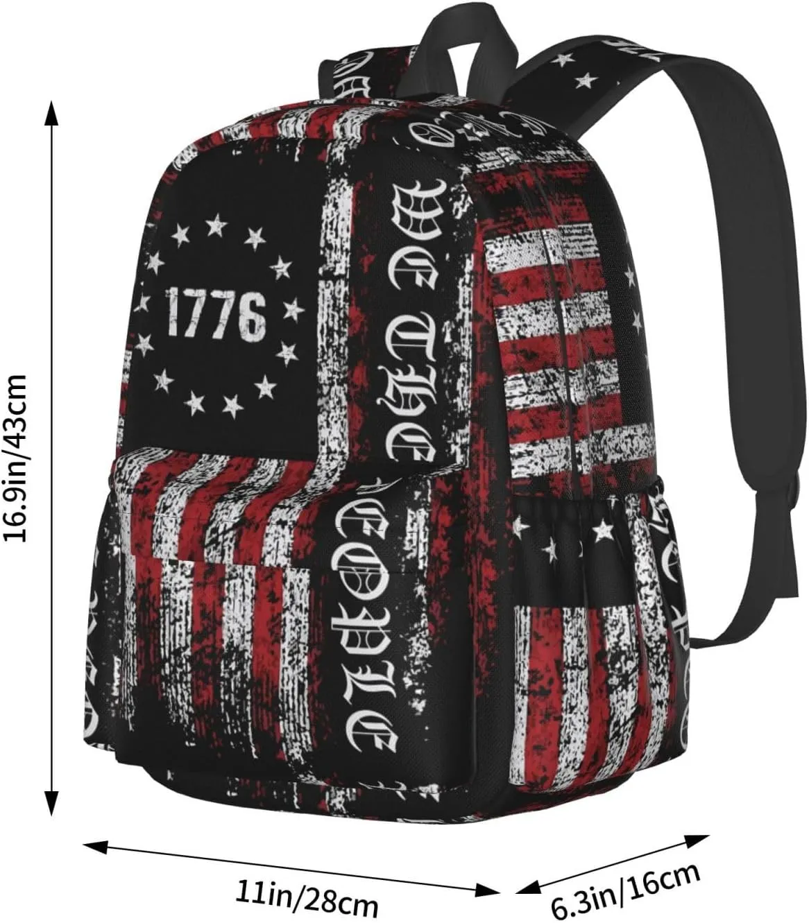 America Independence Day 1776 American Flag We The People Laptop Backpack Shoulder Bag Laptop Pack Travel Backpacks Commuter Back Pack Casual Daypack Bags With Side Pockets