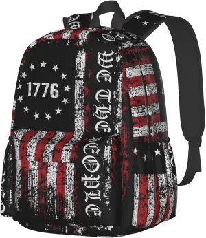 America Independence Day 1776 American Flag We The People Laptop Backpack Shoulder Bag Laptop Pack Travel Backpacks Commuter Back Pack Casual Daypack Bags With Side Pockets
