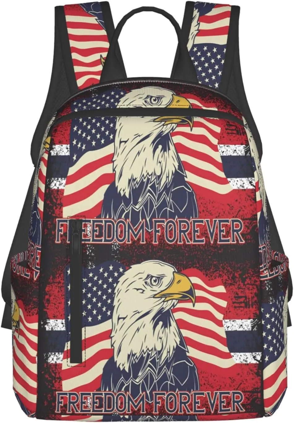 American Independence Day American Flag Eagle Freedom Forever Casual Backpacks Laptop Backpack Outdoor Travel Rucksack Sport Carry-On Daypack Lightweight Bag with Multi-Pockets
