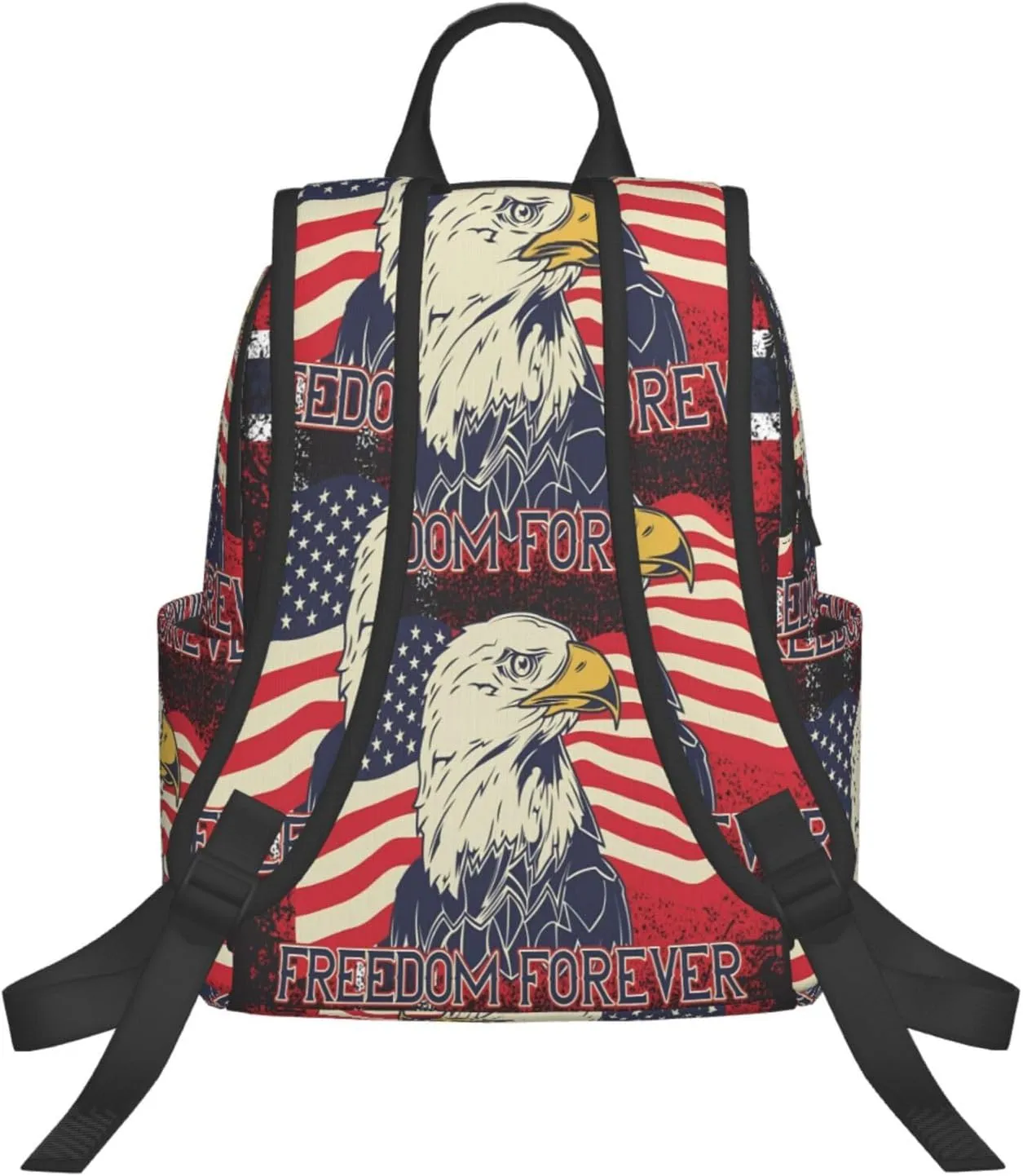 American Independence Day American Flag Eagle Freedom Forever Casual Backpacks Laptop Backpack Outdoor Travel Rucksack Sport Carry-On Daypack Lightweight Bag with Multi-Pockets