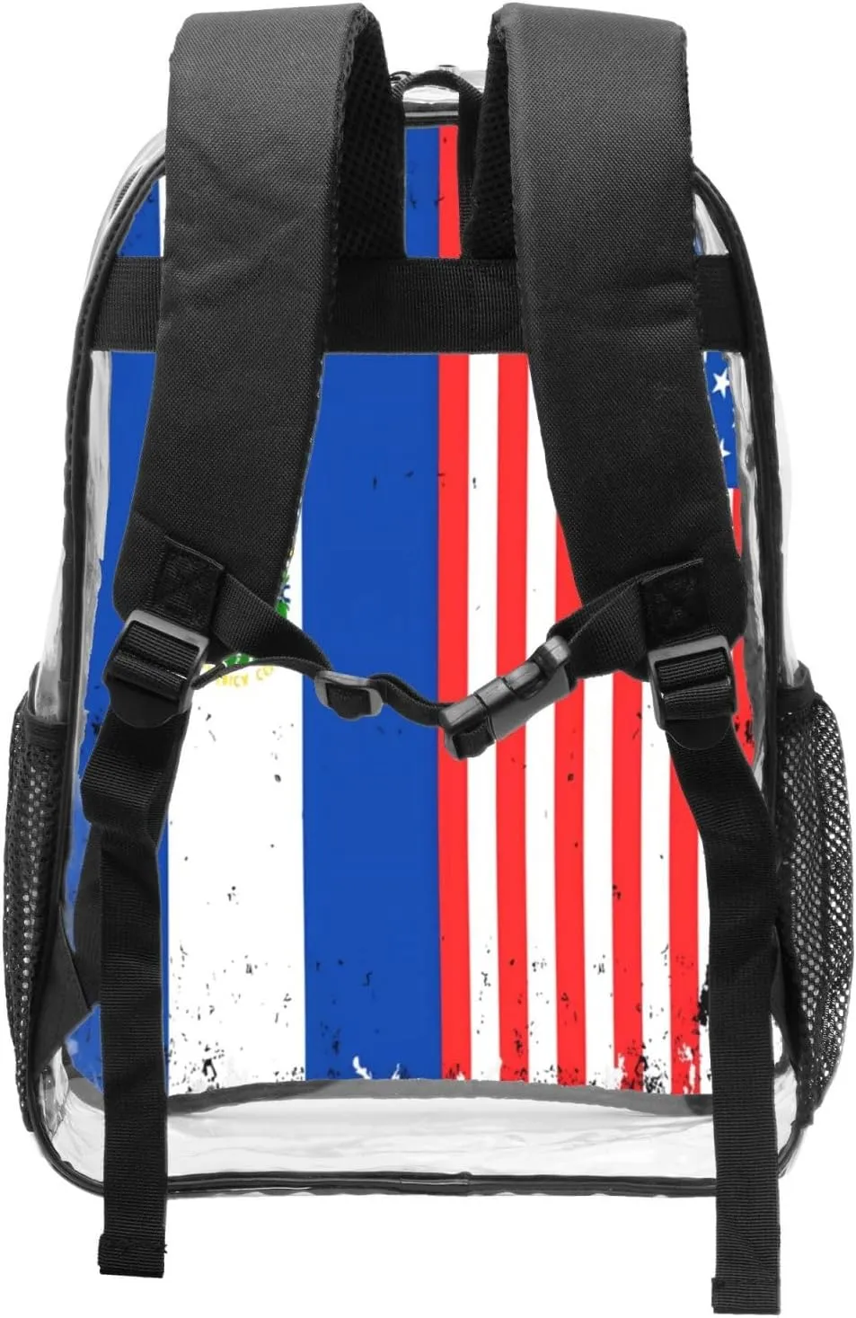 American Salvadorian Flag Salvadoreños Roots 16 Inch Clear PVC Backpacks Transparent Backpack Multipurpose Double Shoulder Bag for Men Women Gifts