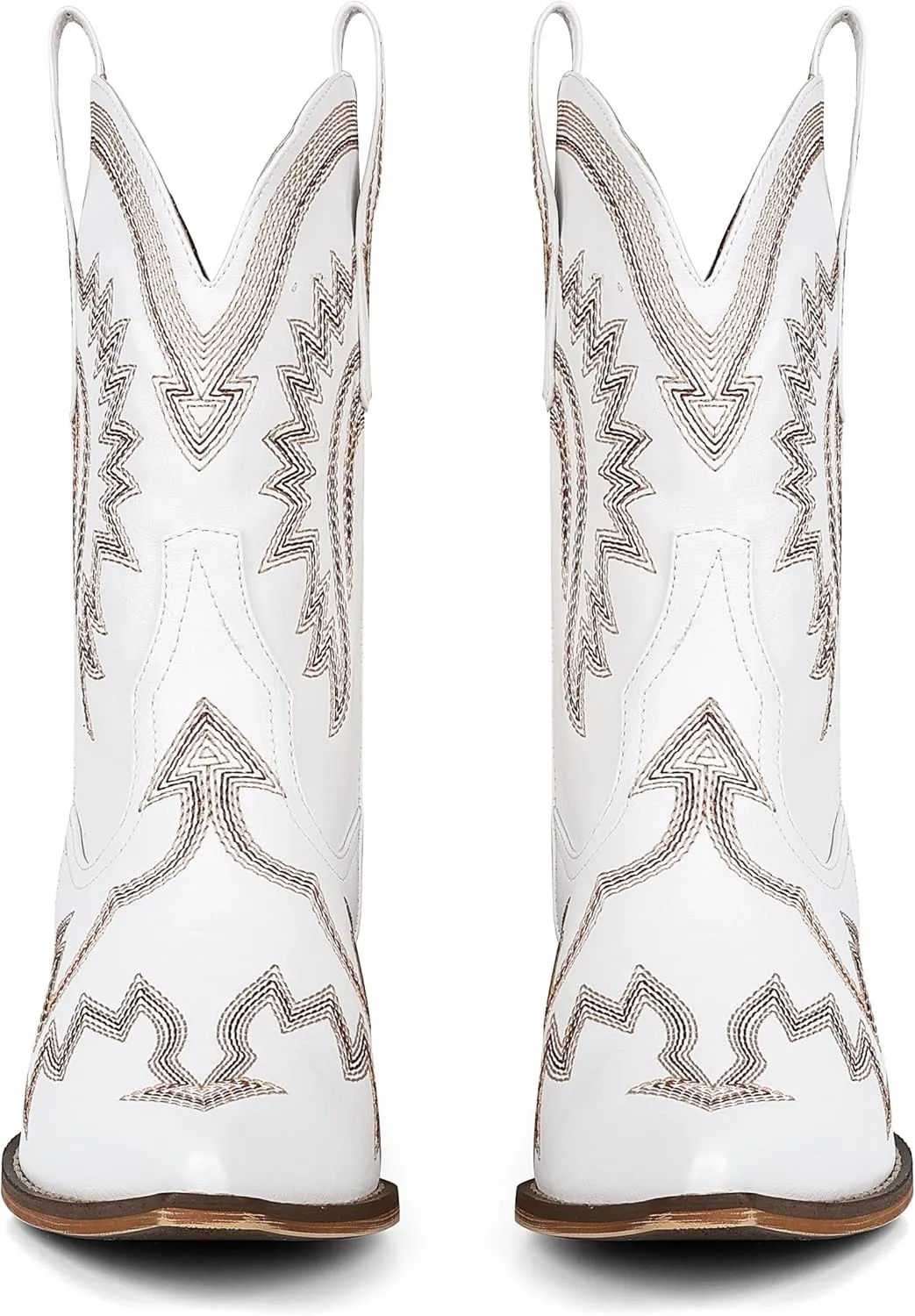 AMINUGAL Cowgirl Boots Chunky Heel Cowboy Boots for Women Pointed Toe Pull On Western Boots Women's Ankle Boots Country Concert Fashion Retro Metallic Booties