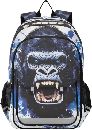 Angry King Kong Face Laptop Backpack Purse for Women BookBags 17 inch School Bags Men Boys Girls Travel Casual Daypack